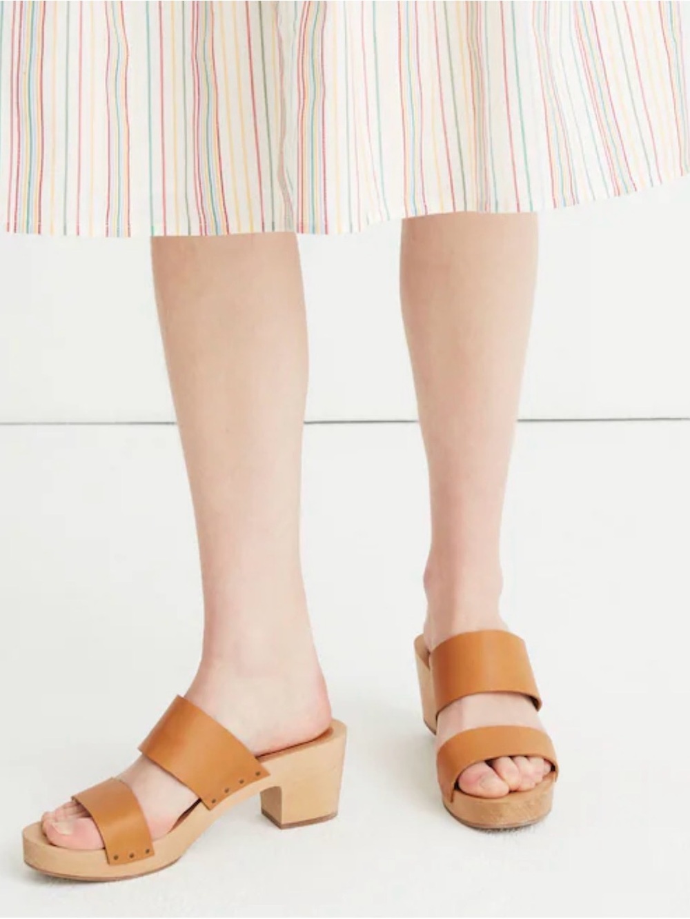 Madewell Clara Clog Double-Strap Block Heel Mule in Camel women’s 7.5
